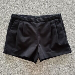J Crew Shorts Women's 2 Pleated Mid Rise Black Pull On Side Zip‎